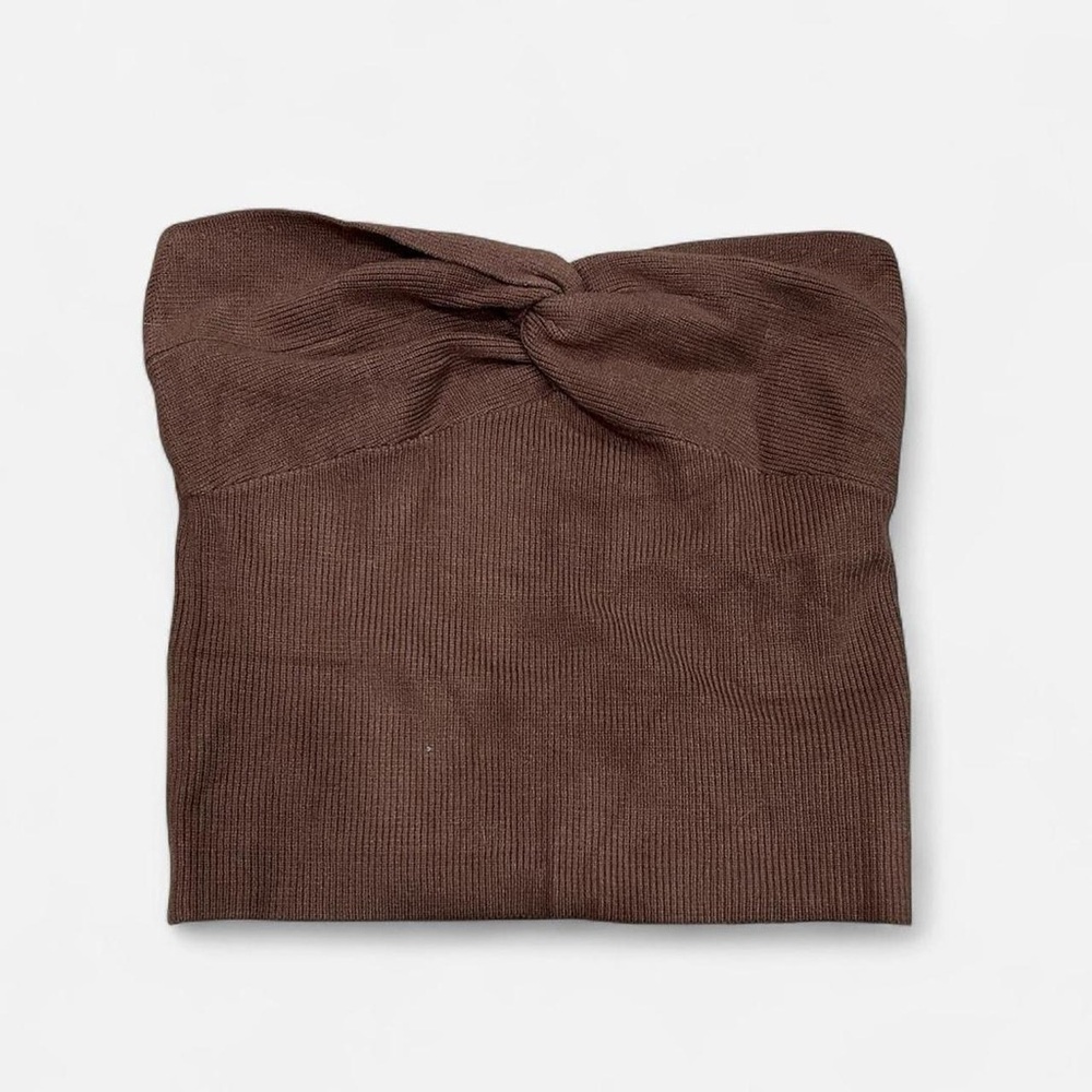 Brown Knotted Women's Crop Top